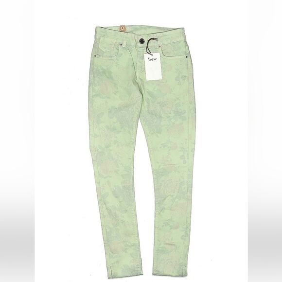 Yerse Junky mint green floral print low rise skinny jeans, NWT small or T1 - Picture 3 of 9